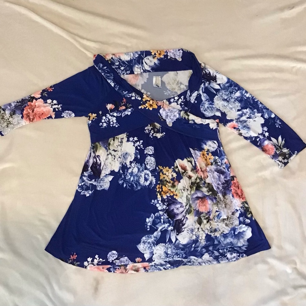 Royal Blue floral blouse